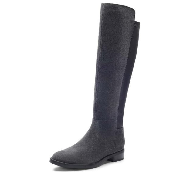 Blondo Ellie Waterproof Grey Suede Knee High Riding Boot - Picture 1 of 12